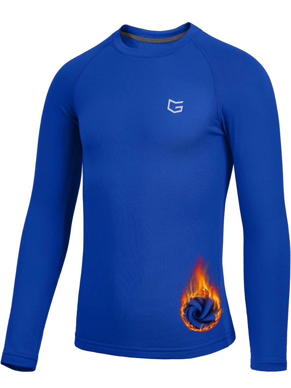 NWT GRADUAL youth Boys Compression Thermal Shirt Long Sleeve Fleece Line Blue L
